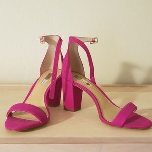 INC Kivah Fuscia Chunky Heel Suede Sandal